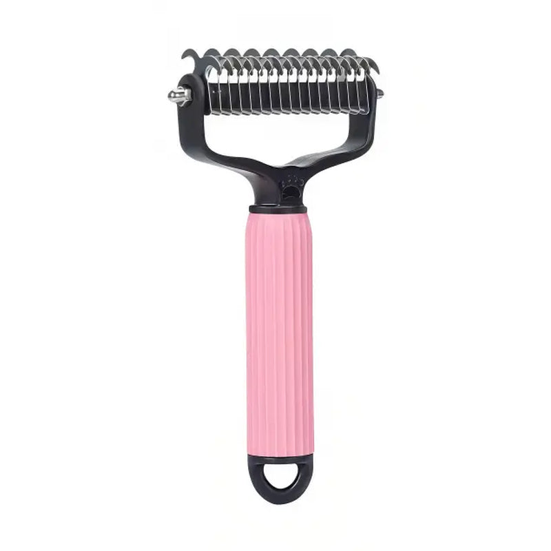 Double-Sided Dematting Comb and Deshedding Brush for Cats and Long-Haired Dogs, Effective Undercoat Rake for Matted Fur Removal