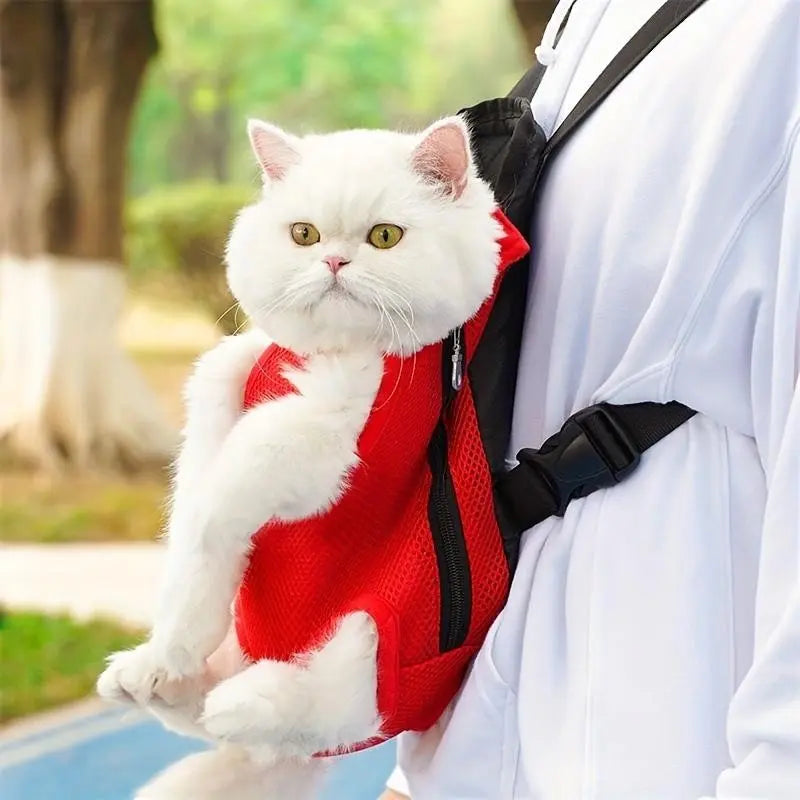 Portable Breathable Pet Carrier Backpack for Dogs and Cats, Double Shoulder Mesh Design, Perfect for Outdoor Activities, Durable and Lightweight Construction