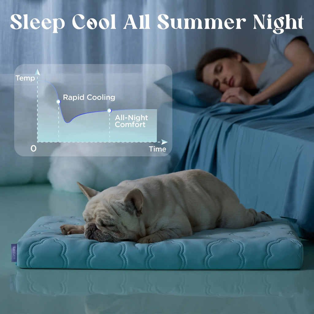 Lesure Orthopedic Cooling Mat for Extra Large Dogs – Q-Max>0.5 Cooling Technology with Washable Cover and Non-Slip Egg Crate Foam Design