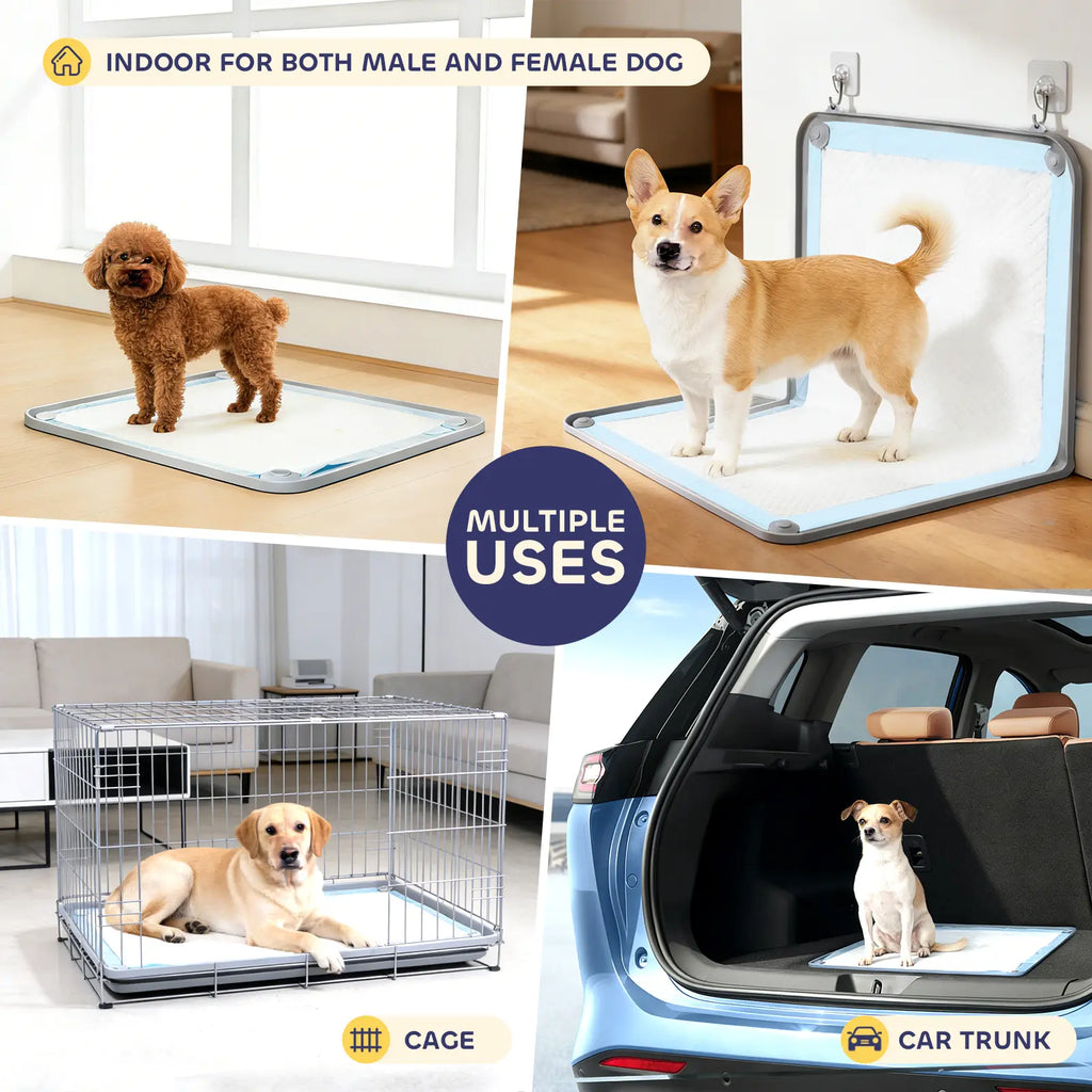Silicone Dog Pee Pad Holder for 24" x 24" Training Pads - Leak-Proof, Non-Slip Design with Secure Fasteners, Portable and Easy to Clean