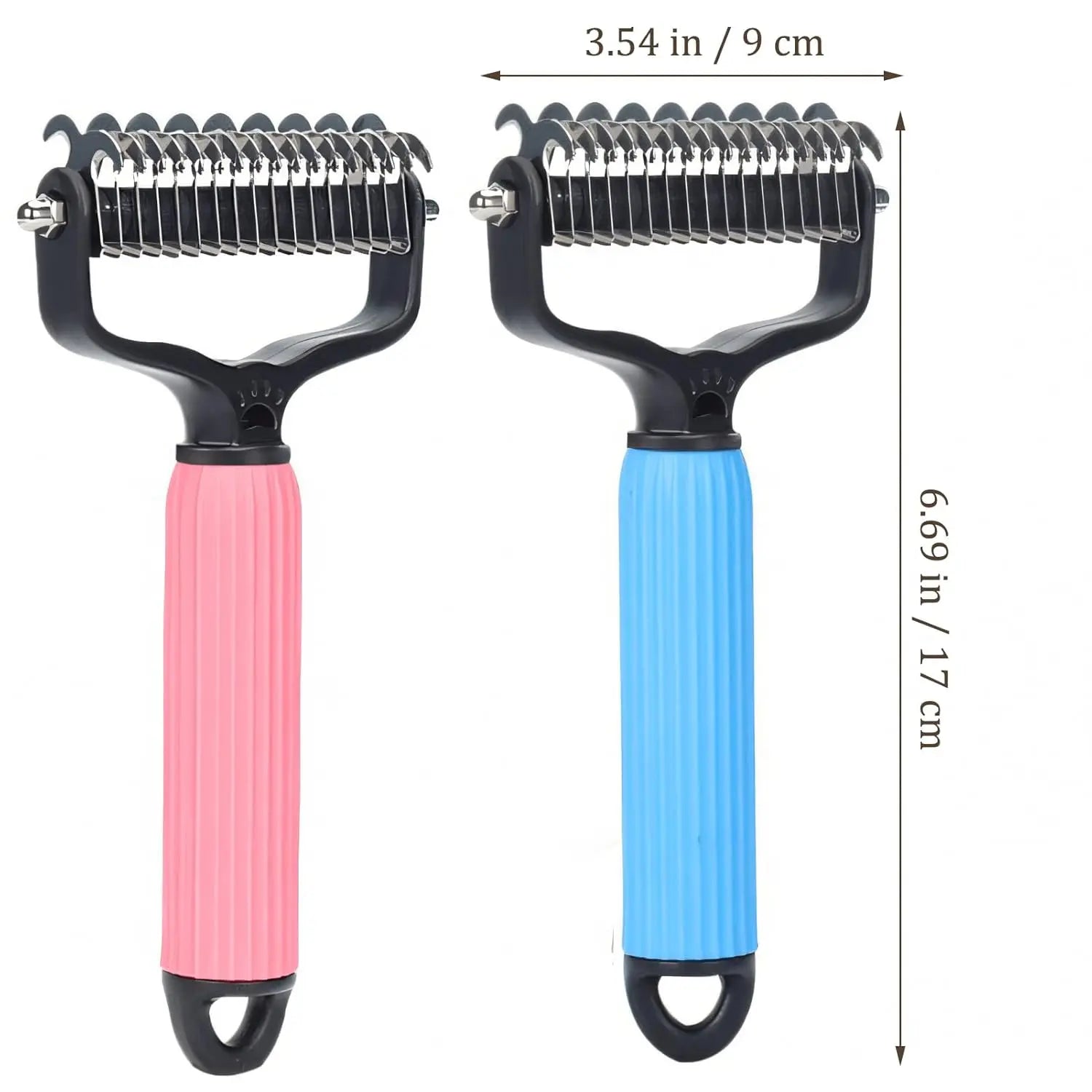Double-Sided Dematting Comb and Deshedding Brush for Cats and Long-Haired Dogs, Effective Undercoat Rake for Matted Fur Removal