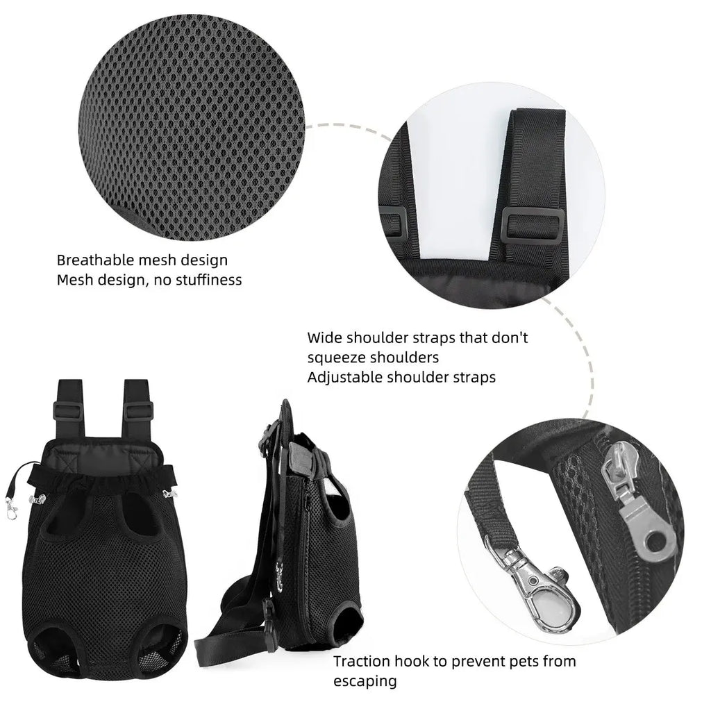 Portable Breathable Pet Carrier Backpack for Dogs and Cats, Double Shoulder Mesh Design, Perfect for Outdoor Activities, Durable and Lightweight Construction
