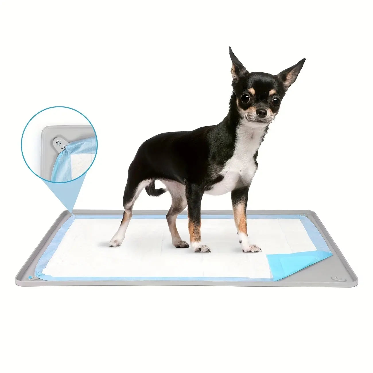Silicone Dog Pee Pad Holder for 24" x 24" Training Pads - Leak-Proof, Non-Slip Design with Secure Fasteners, Portable and Easy to Clean