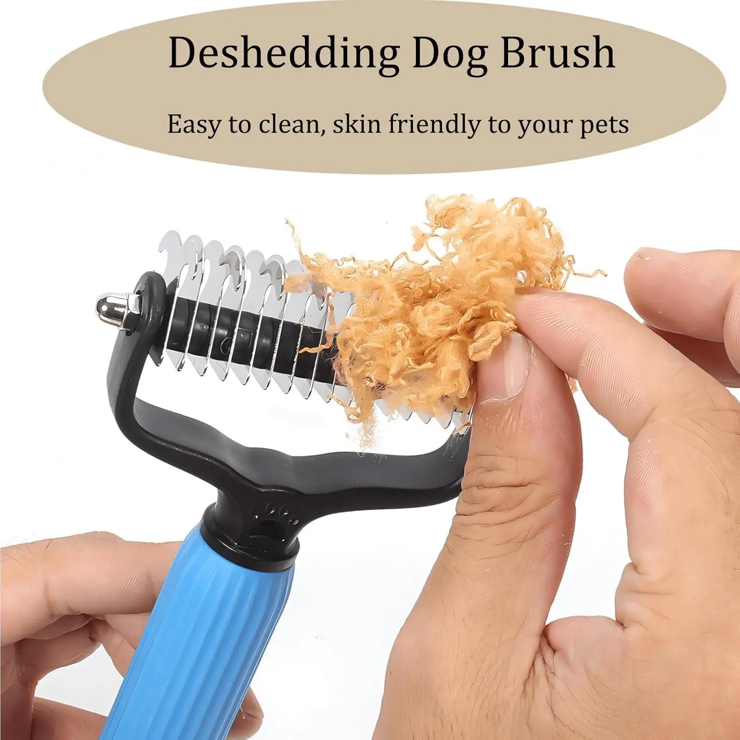 Double-Sided Dematting Comb and Deshedding Brush for Cats and Long-Haired Dogs, Effective Undercoat Rake for Matted Fur Removal