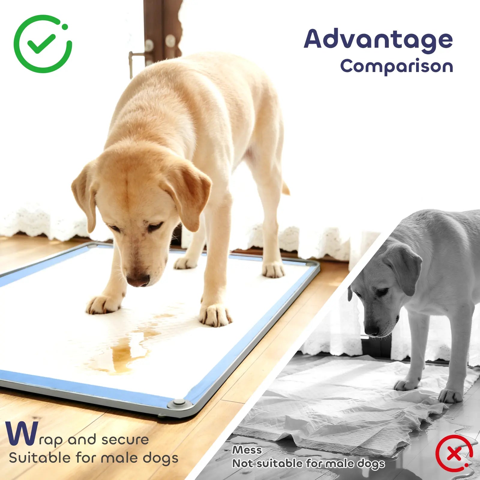 Silicone Dog Pee Pad Holder for 24" x 24" Training Pads - Leak-Proof, Non-Slip Design with Secure Fasteners, Portable and Easy to Clean
