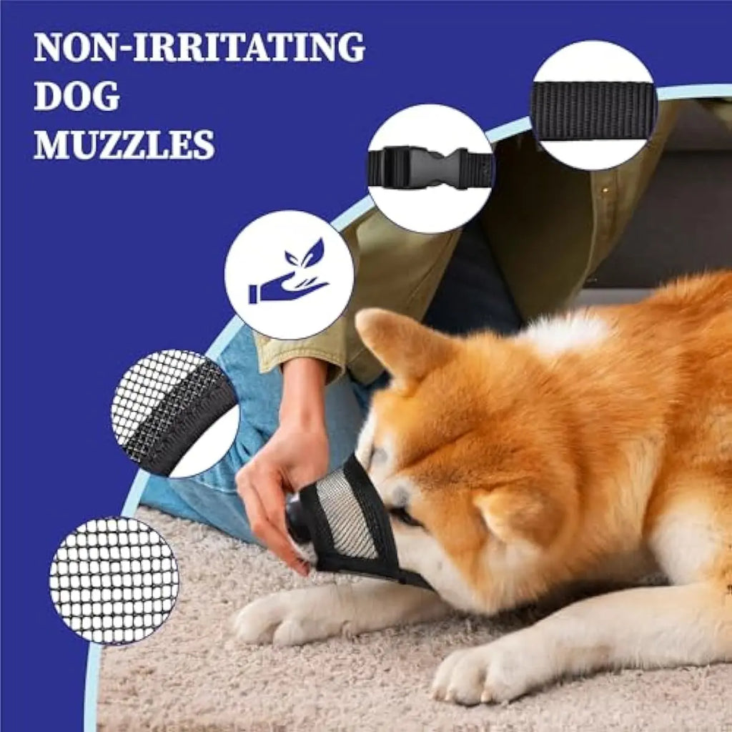 Adjustable Air Mesh Dog Muzzle for Various Breeds | Prevents Biting, Scavenging, Licking, and Chewing