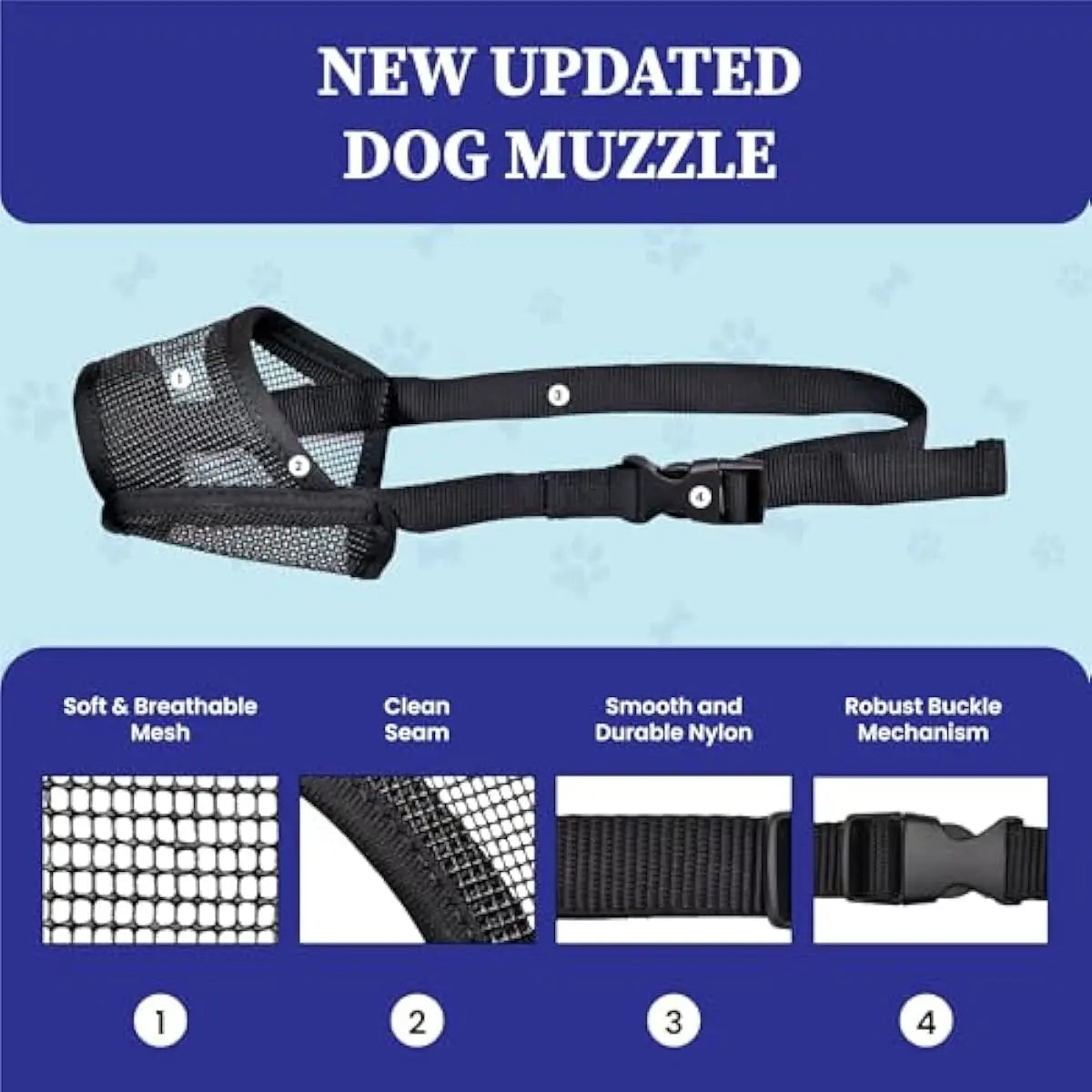 Adjustable Air Mesh Dog Muzzle for Various Breeds | Prevents Biting, Scavenging, Licking, and Chewing