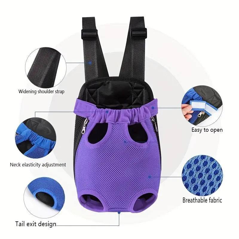 Portable Breathable Pet Carrier Backpack for Dogs and Cats, Double Shoulder Mesh Design, Perfect for Outdoor Activities, Durable and Lightweight Construction