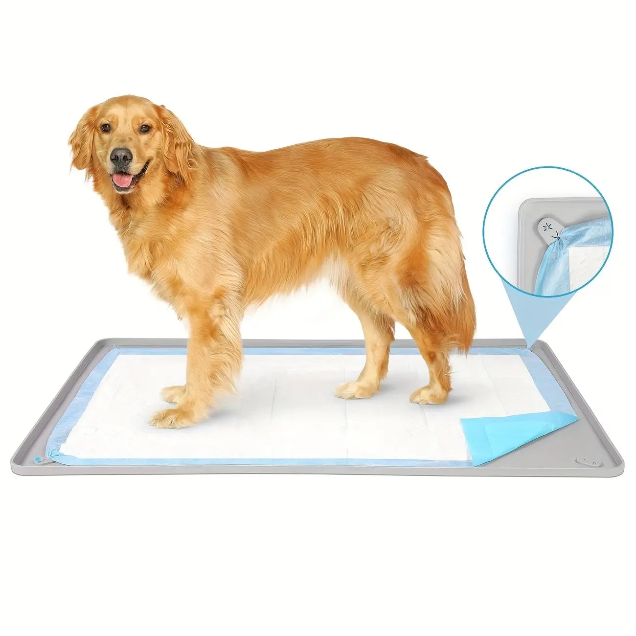 Silicone Dog Pee Pad Holder for 24" x 24" Training Pads - Leak-Proof, Non-Slip Design with Secure Fasteners, Portable and Easy to Clean