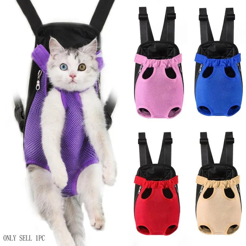 Portable Breathable Pet Carrier Backpack for Dogs and Cats, Double Shoulder Mesh Design, Perfect for Outdoor Activities, Durable and Lightweight Construction