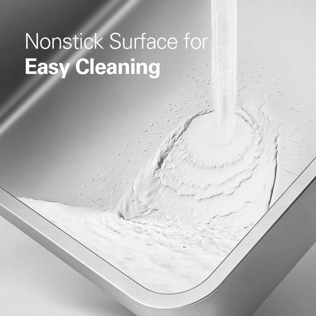 MISOFOG Stainless Steel High-Sided Litter Box with Lid - Non-Sticky, Anti-Leakage Tray, Large Size 2-Pack for Easy Cleanup for Cats and Rabbits